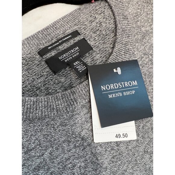 NWT NORDSTROM Men's Size 2XL Cotton & Cashmere Blend Crewneck Sweater Grey - Picture 5 of 12